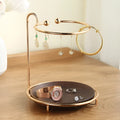 Walnut solid wood jewellery key rack with storage tray measuring 21cm by 16.5cm