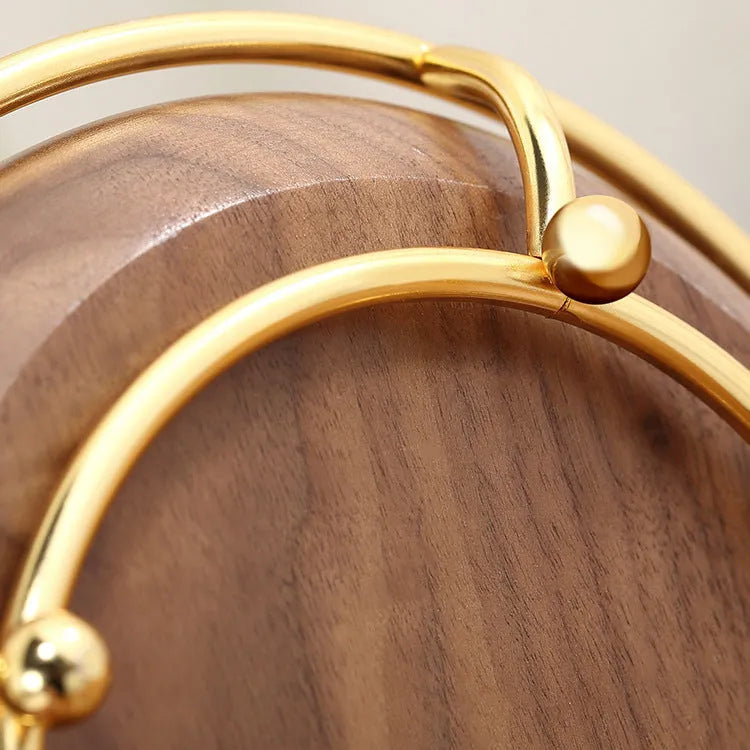 Walnut solid wood jewellery key rack with storage tray measuring 21cm by 16.5cm