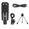 Black AK-6 condenser microphone with USB connection for computer streaming and recording
