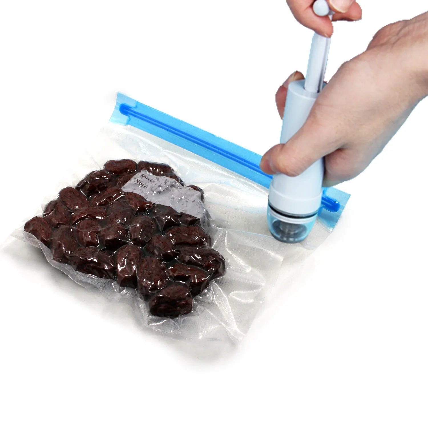 Green manual vacuum compression storage bag with manual pump for space-saving storage