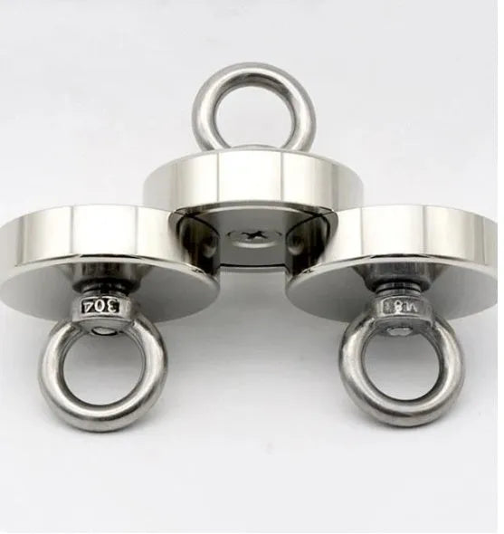D25mm round nickel-plated salvage magnet with lifting ring for deep sea fishing and metal recovery