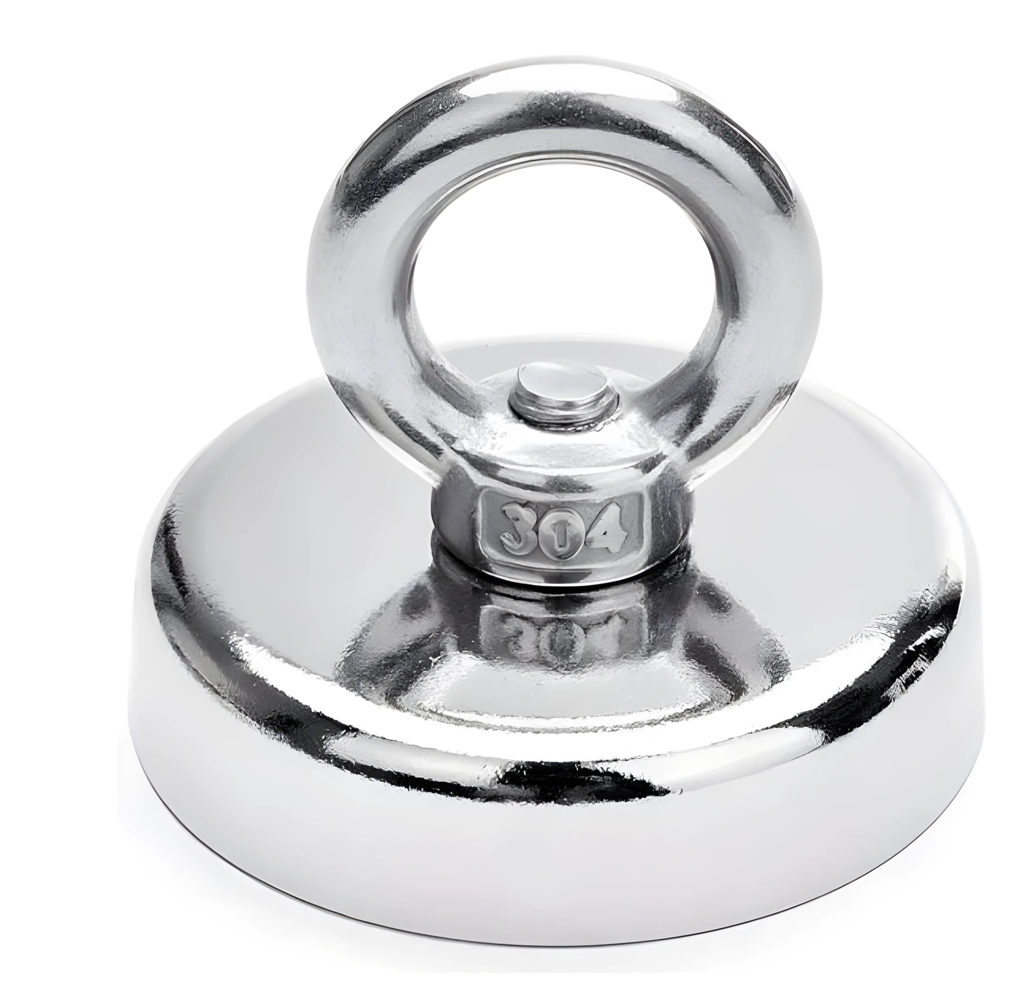 D25mm round nickel-plated salvage magnet with lifting ring for deep sea fishing and metal recovery