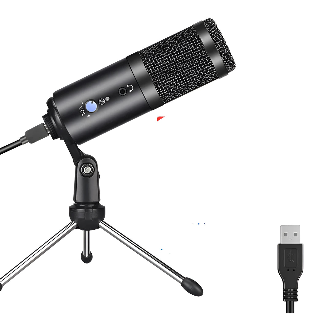 Wireless condenser microphone with heart-shaped pickup, black colour, measuring 20.5x13.5x5.5 cm