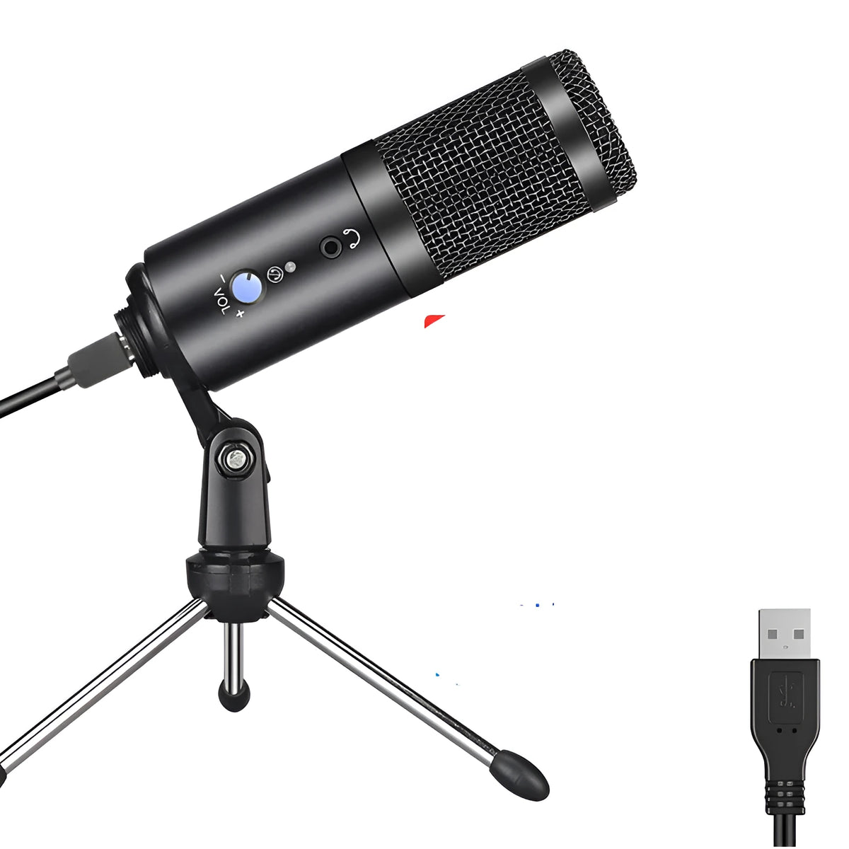Wireless condenser microphone with heart-shaped pickup, black colour, measuring 20.5x13.5x5.5 cm