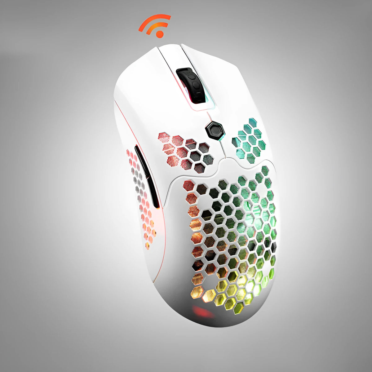 Free Wolf X2 wireless mouse in pink with 12000 DPI optical sensor and 7 buttons on a white background