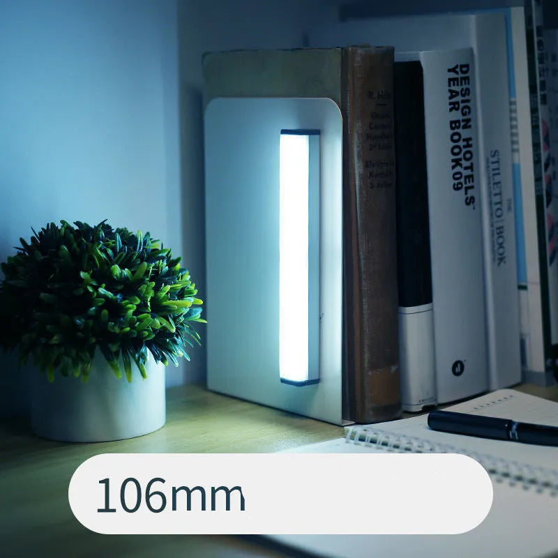 Hand-scanning induction cabinet lamp strip with magnetic mounting and adhesive backing for wire-free installation