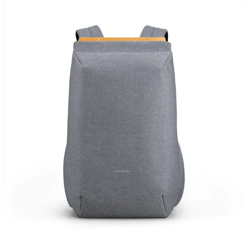 Jinshengsi dark gray student schoolbag with USB charging port and computer pocket for 15.6-inch laptop