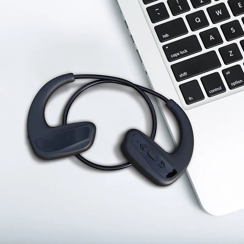 Suomijia black waterproof Bluetooth swimming headset with head-mounted design