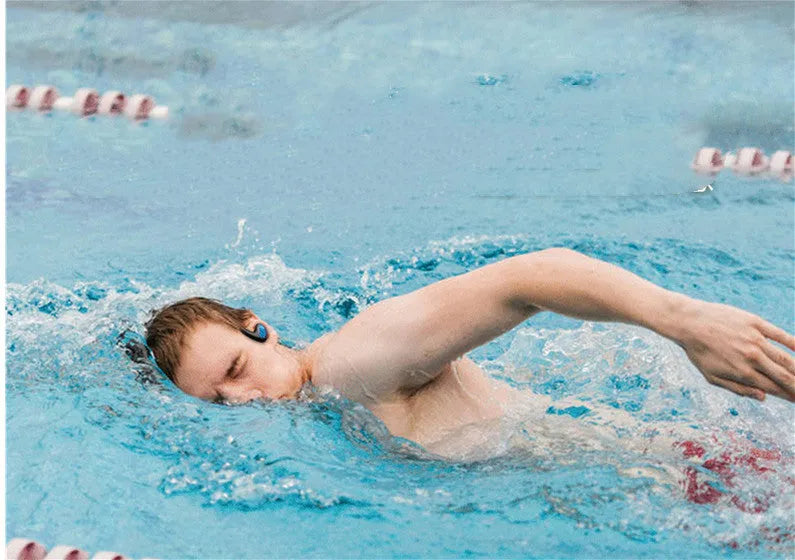 Suomijia black waterproof Bluetooth swimming headset with head-mounted design