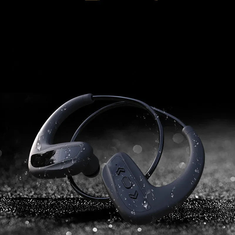 Suomijia black waterproof Bluetooth swimming headset with head-mounted design