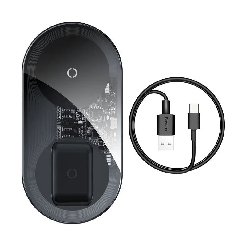Baseus minimalist two-in-one wireless charger pro version for iPhone and AirPods.