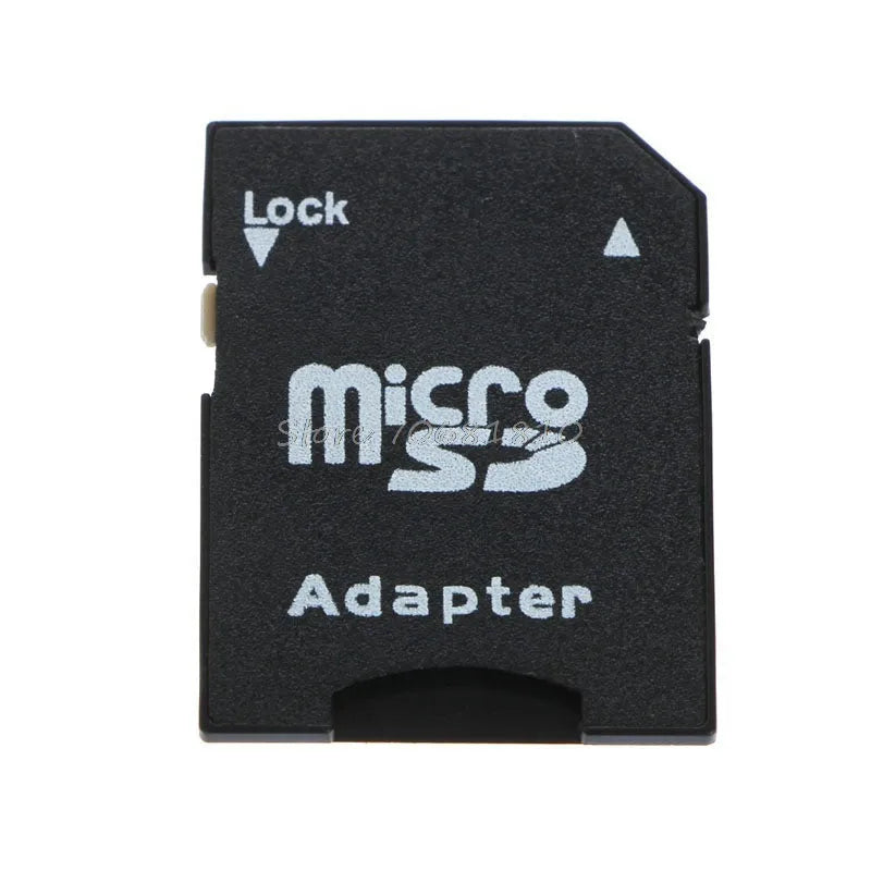 Five black Micro SD to SD card adapters showing lock switch and compact size