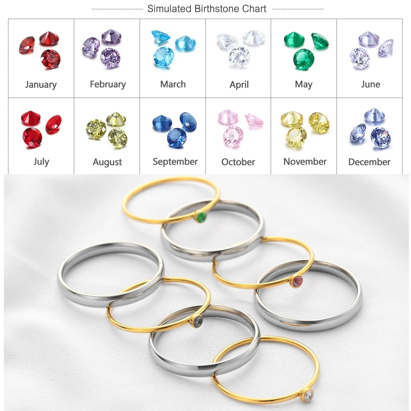 Geometric titanium steel ring with engraved December birthstones in a superimposed design on a hand.