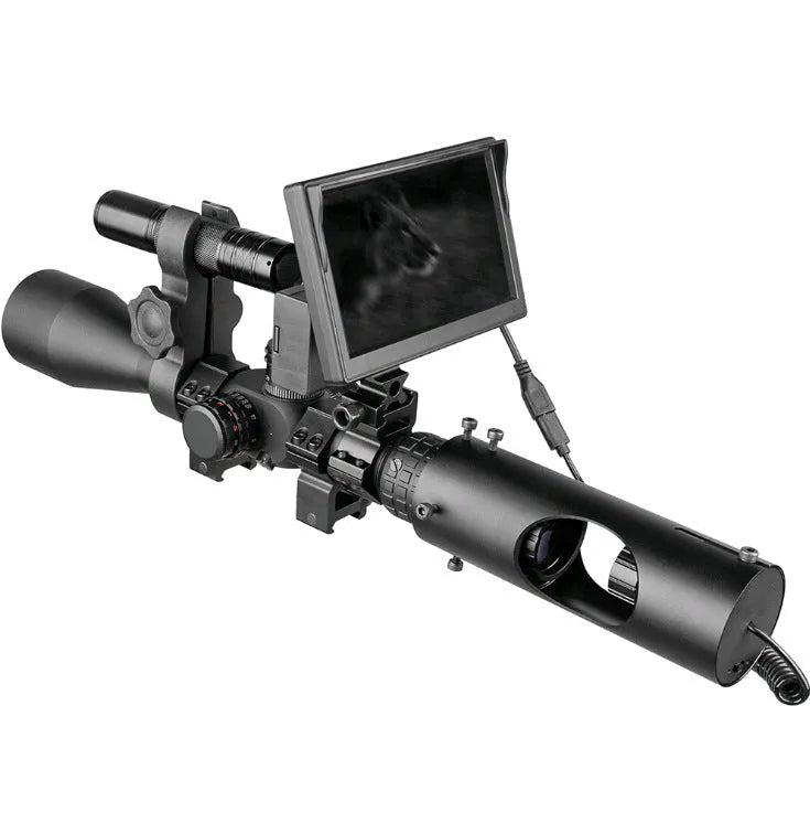 Black digital night vision goggles with 5-inch LCD screen and 35-45mm objective lens