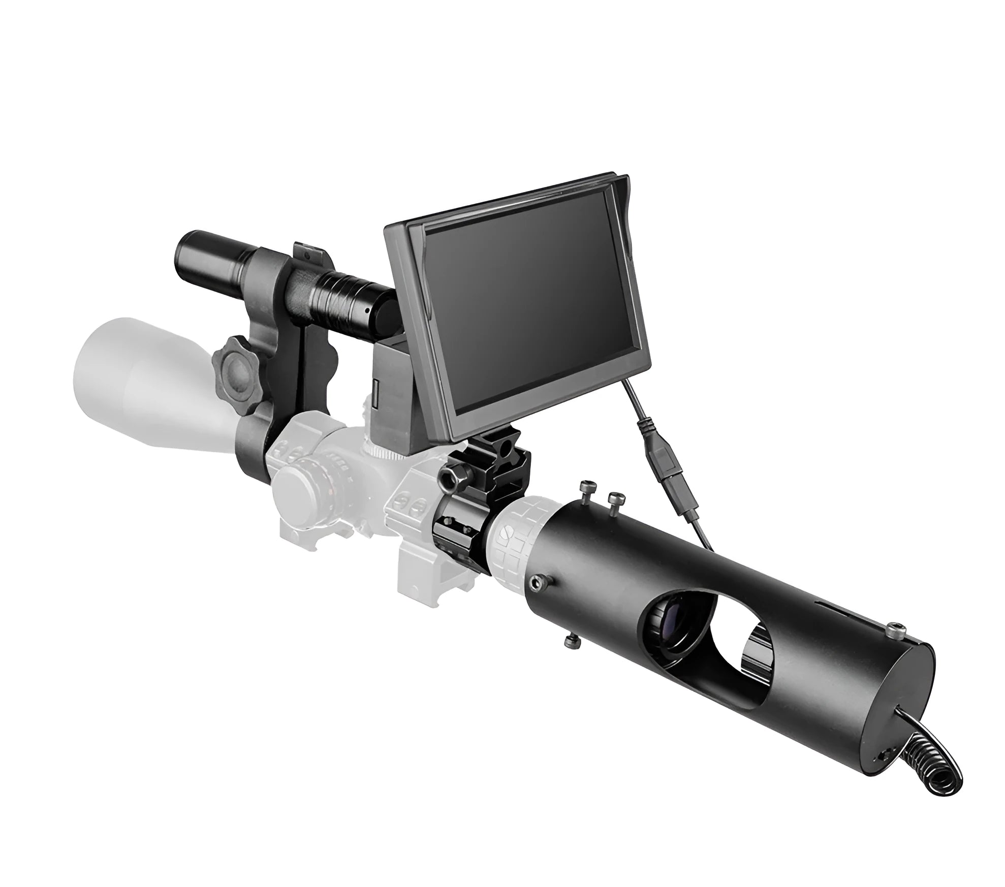 Black digital night vision goggles with 5-inch LCD screen and 35-45mm objective lens