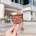 Pink and brown sandwich ice cream design silicone cover for AirPods charging case with pendant accessory