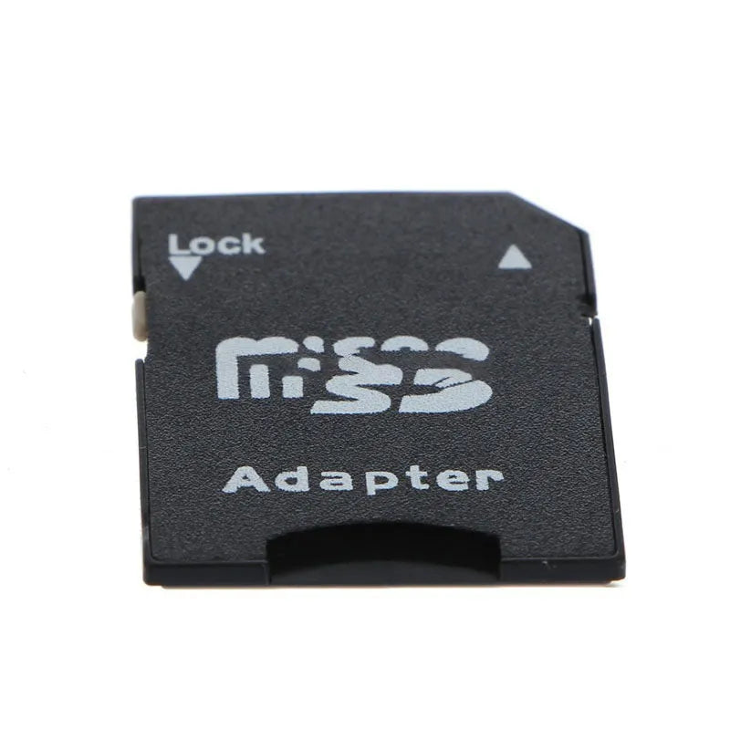 Five black Micro SD to SD card adapters showing lock switch and compact size