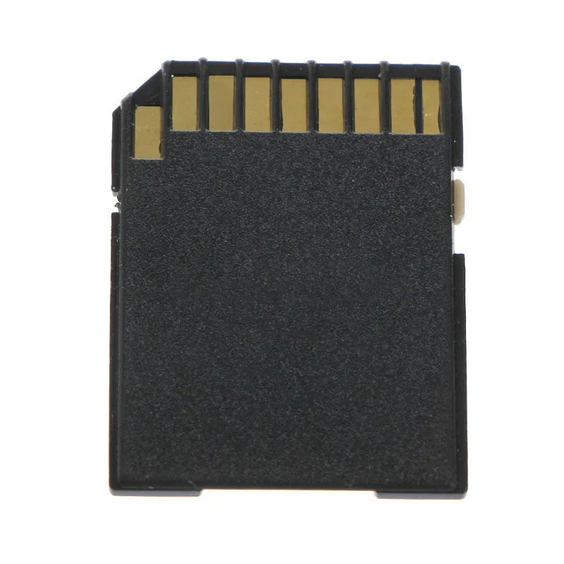 Five black Micro SD to SD card adapters showing lock switch and compact size