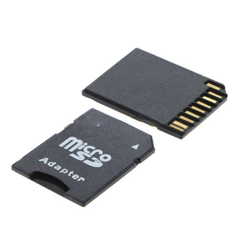 Five black Micro SD to SD card adapters showing lock switch and compact size