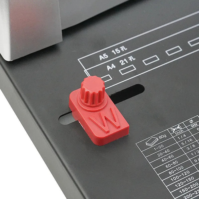 White manual comb binding machine with punching mechanism for A4 document binding