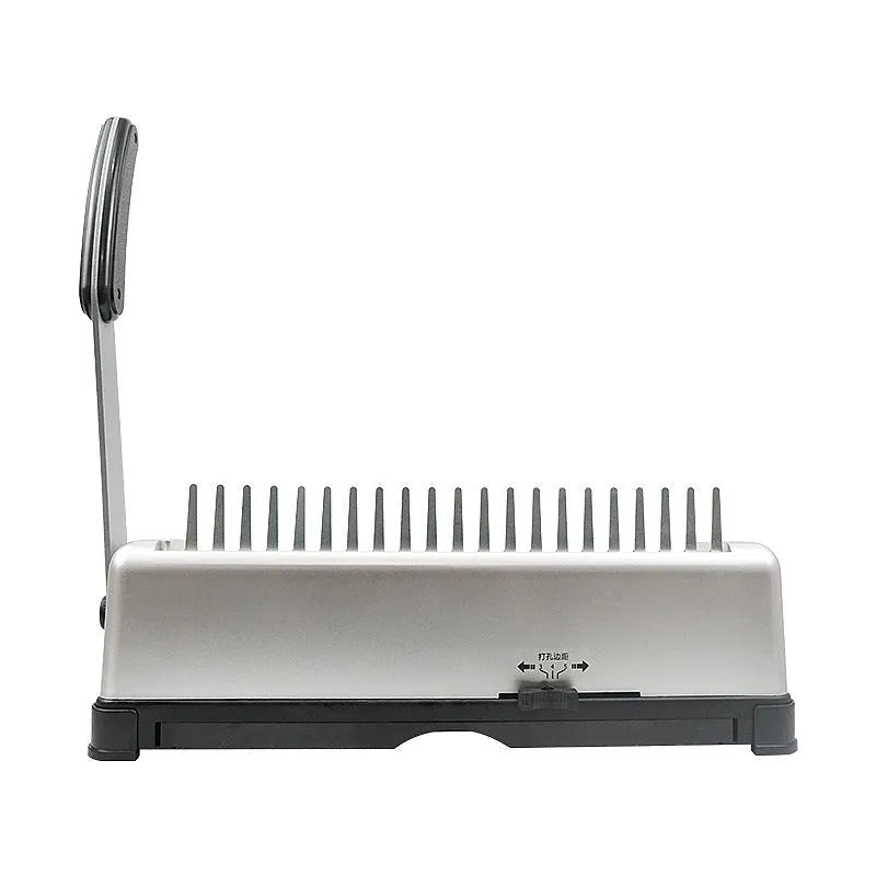 White manual comb binding machine with punching mechanism for A4 document binding