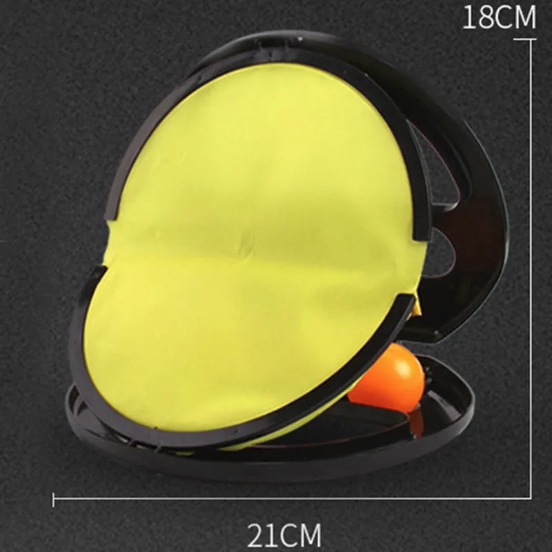 Yellow ABS hand catching ball racket with 20cm diameter surface for parent-child outdoor fitness play
