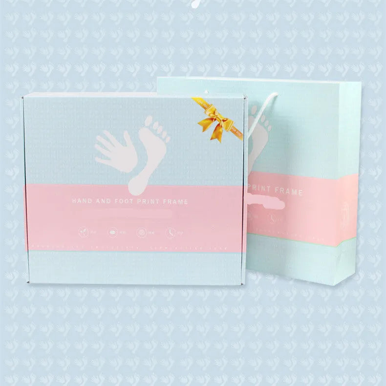 Baby hand and foot print frame with digital warm light display in solid wood or MDF frame
