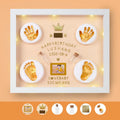 Baby hand and foot print frame with digital warm light display in solid wood or MDF frame