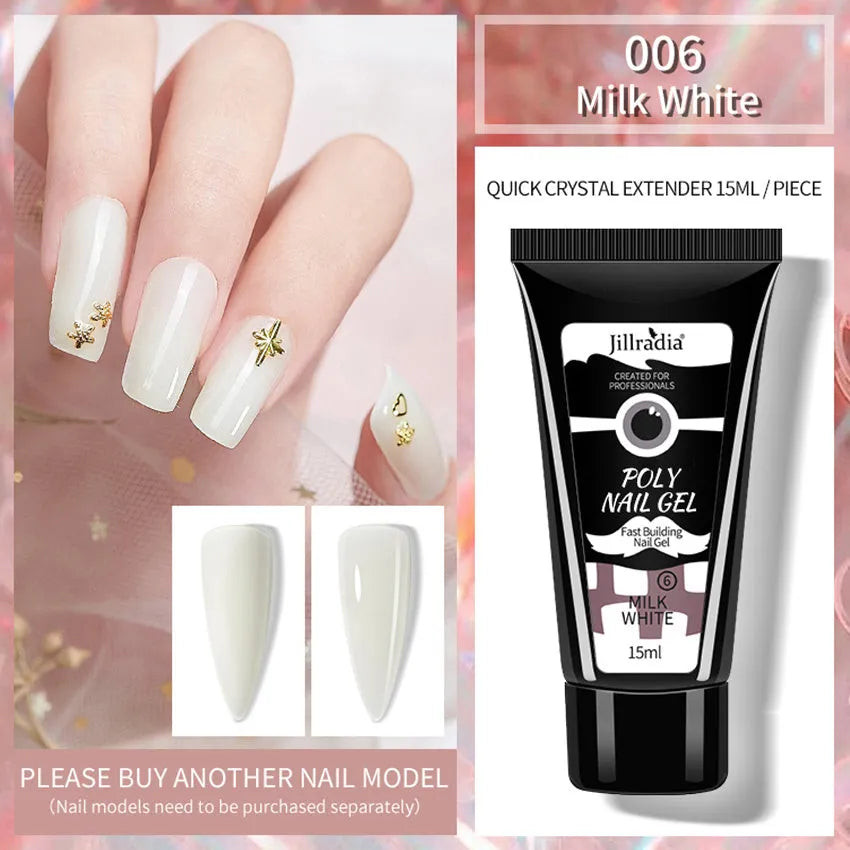 Crystal extension gel nail polish 15ml in eight colours including soft pink and clear for UV LED cure