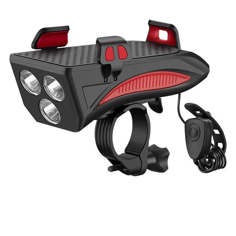 Black 4 in 1 cycling phone holder with 400 lumens front light and ABS body
