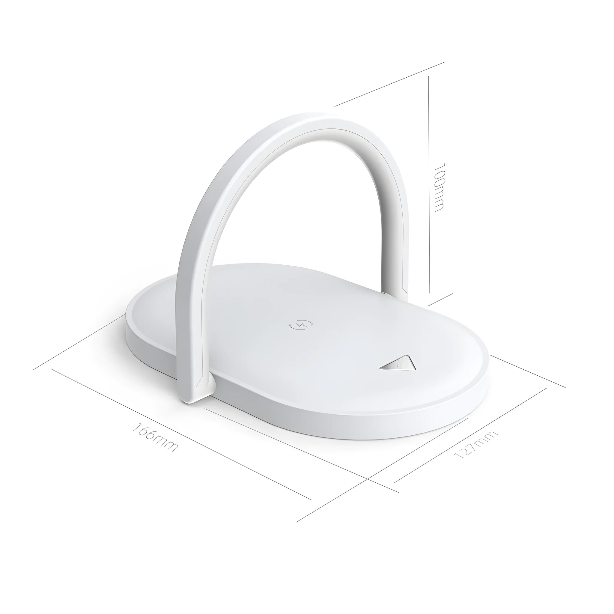 Black and white wireless charging station with night light and phone holder