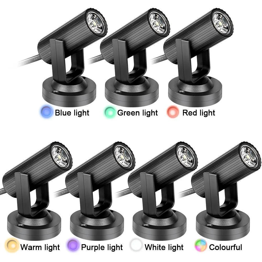 Black 1W RGBW LED professional stage pinspot beam spotlight on a white background