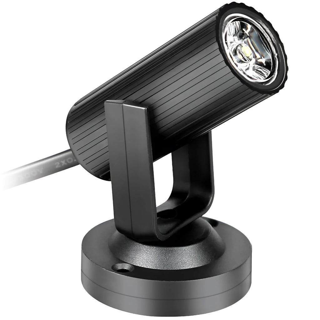 Black 1W RGBW LED professional stage pinspot beam spotlight on a white background
