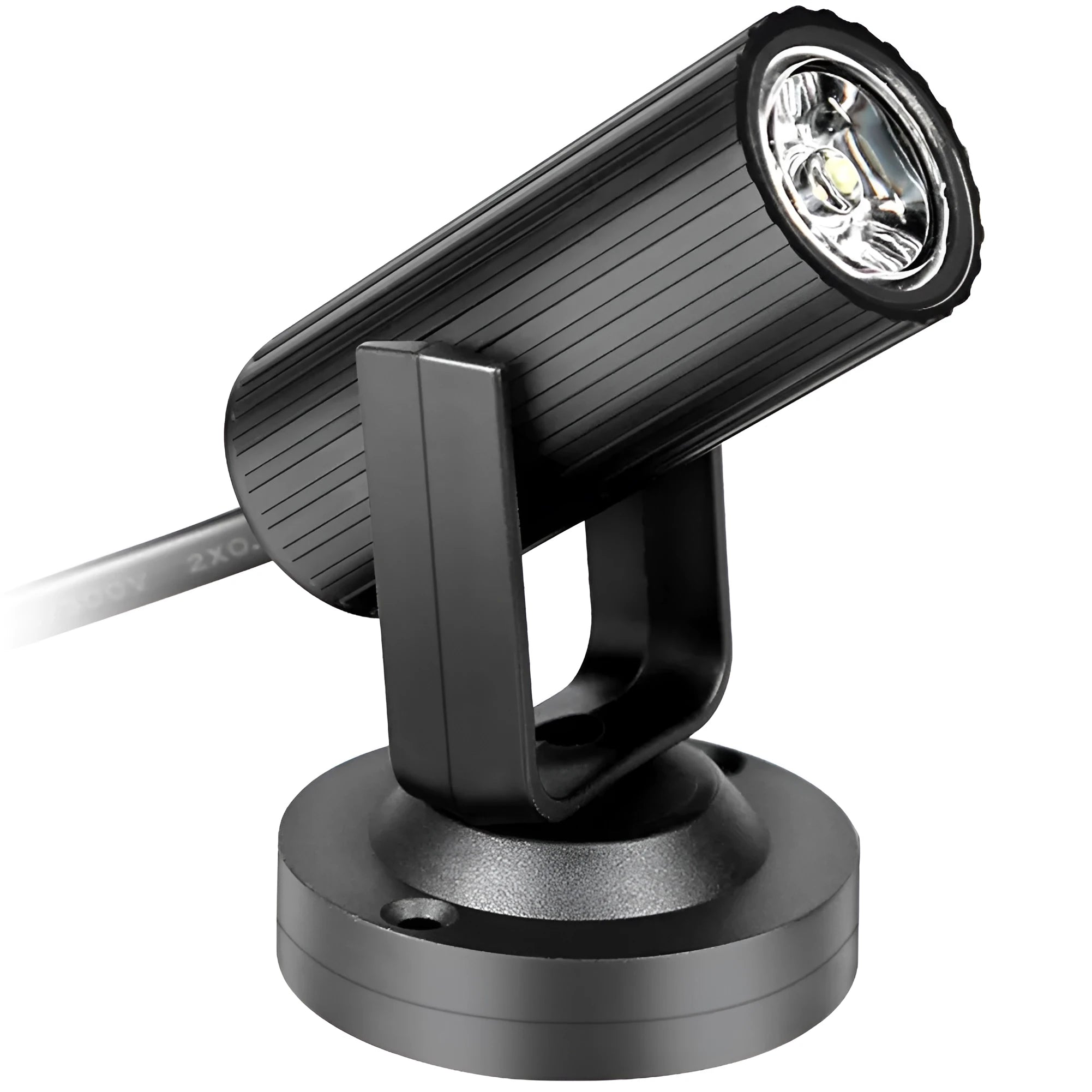 Black 1W RGBW LED professional stage pinspot beam spotlight on a white background