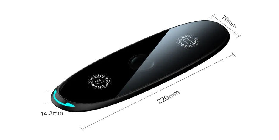 Three-in-one wireless charger for watch and headset 220x70mm black colour