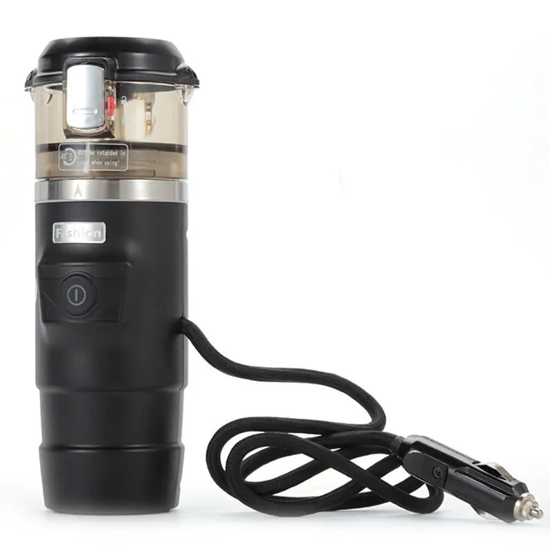 60ml black nylon car moka pot with cigarette lighter plug for vehicle coffee brewing