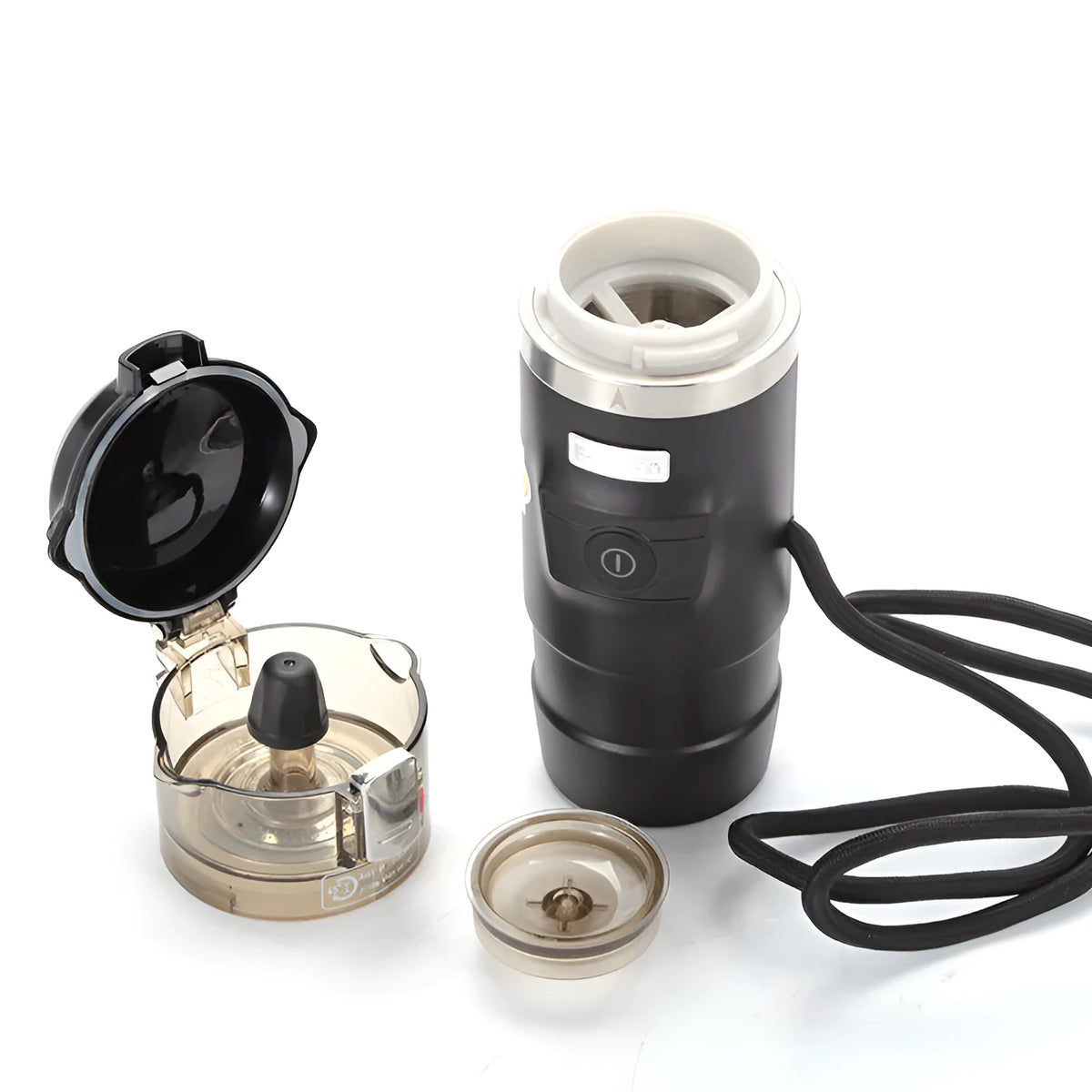 60ml black nylon car moka pot with cigarette lighter plug for vehicle coffee brewing