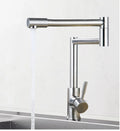 Silver stainless steel kitchen tap with 360-degree rotating faucet head and lifting handle.