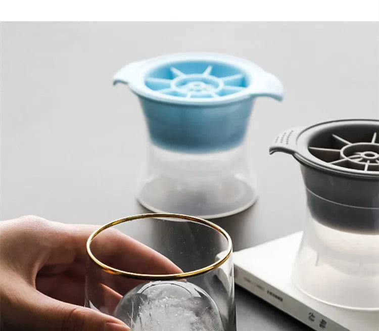 Silicone ice tray for making large ice hockey artifacts and round or pentagon ice shapes in various colours.
