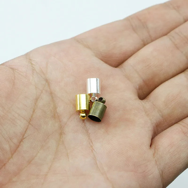 50 copper caps in electroplated finish for jewellery making, showing size variations from 3x8mm to 12x15mm