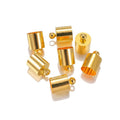 50 copper caps in electroplated finish for jewellery making, showing size variations from 3x8mm to 12x15mm