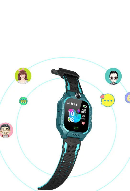Z6 Q19 children's GPS smartwatch in green colour showing 1.44-inch touchscreen on a wrist.