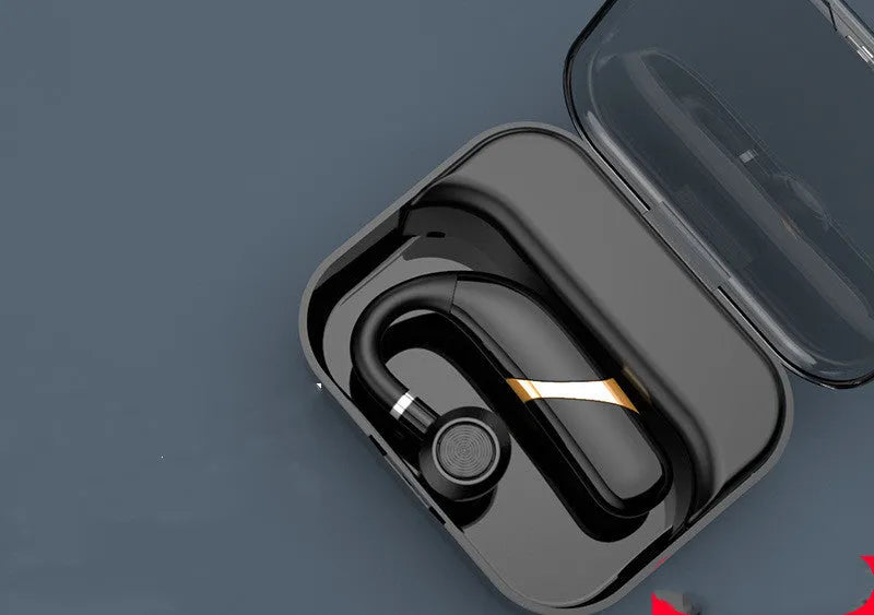 X9 Bluetooth headset single ear hanging design with black finish and charging compartment