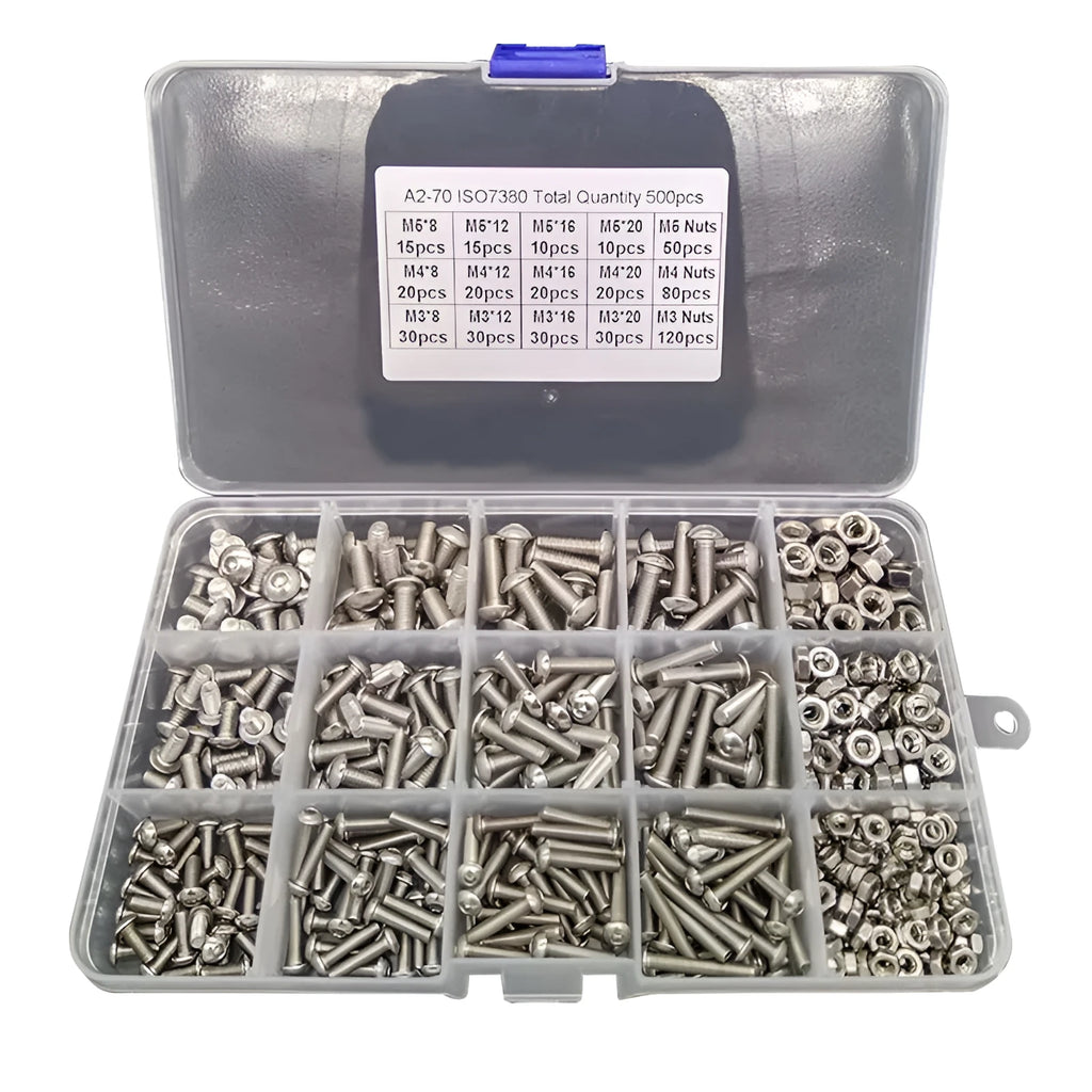 Stainless steel A2-70 hexagon socket head bolts and nuts set in M3 M4 M5 thread sizes