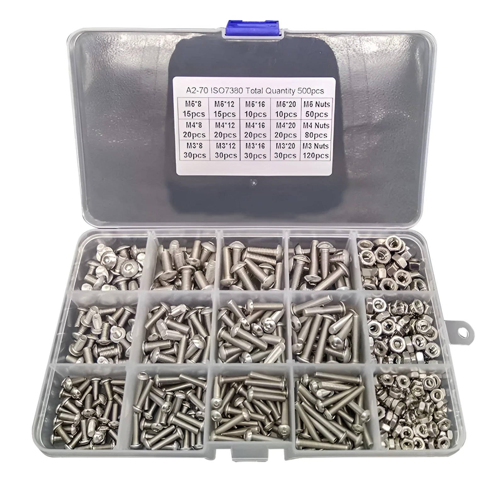 Stainless steel A2-70 hexagon socket head bolts and nuts set in M3 M4 M5 thread sizes