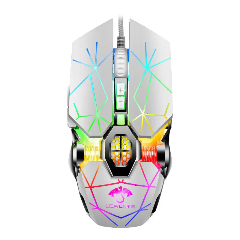 RGB luminous wired mechanical mouse with 7 buttons four-way wheel and 1.5-metre USB cable