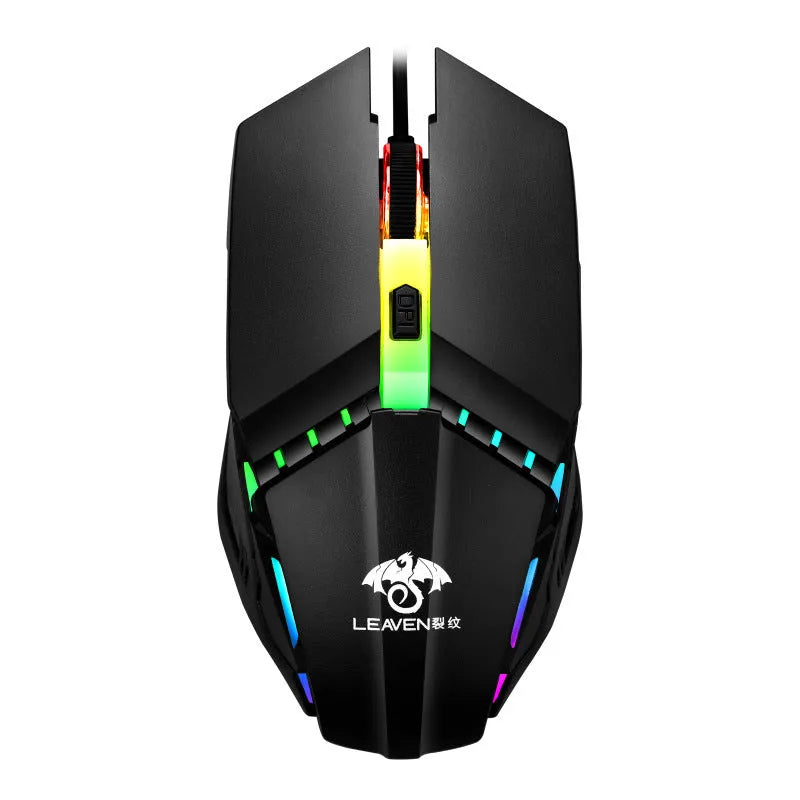 RGB luminous wired mechanical mouse with 7 buttons four-way wheel and 1.5-metre USB cable