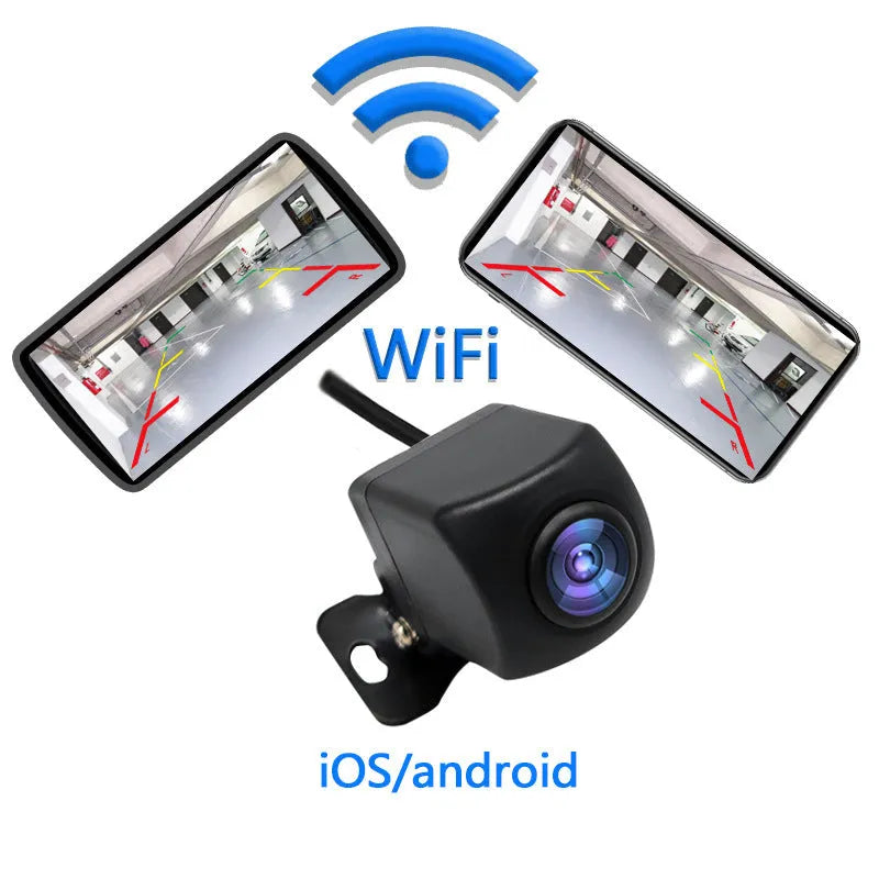 Black reversing car camera with wide-angle starlight night vision lens, plastic shell, size 13.2 cm x 8.2 cm x 4.6 cm