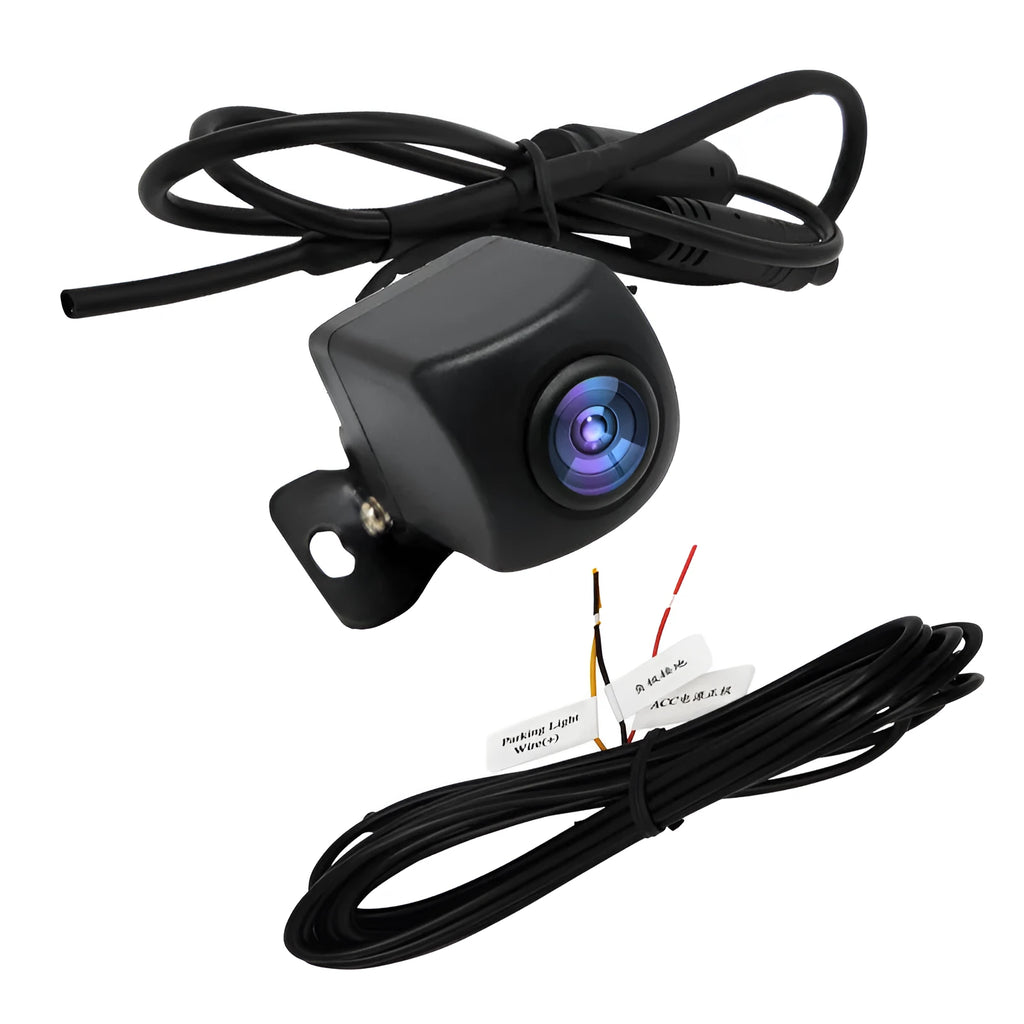 Black reversing car camera with wide-angle starlight night vision lens, plastic shell, size 13.2 cm x 8.2 cm x 4.6 cm