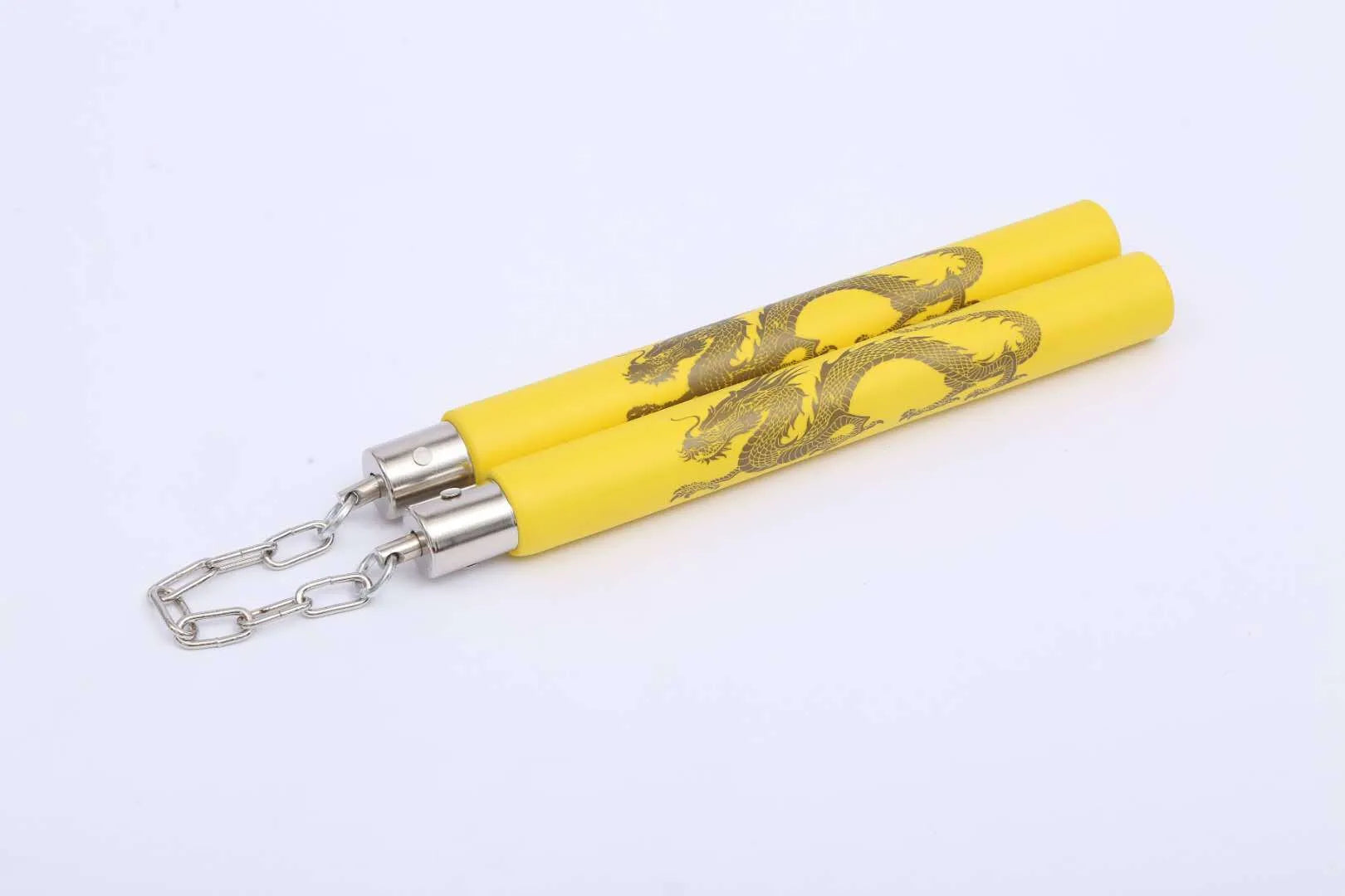Sponge-covered training nunchakus with EVA foam exterior and iron chain connection